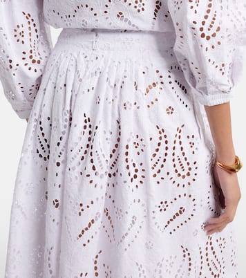 Broderie anglaise cotton-blend midi skirt | Etro