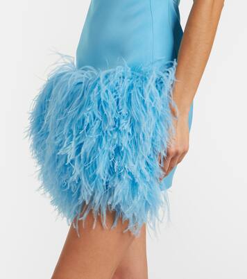 Feather-trimmed satin minidress | David Koma