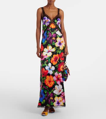 Floral lace-trimmed silk-blend maxi dress | Dolce&Gabbana