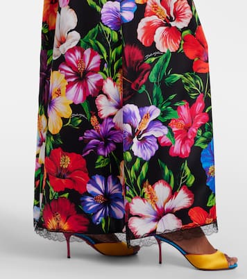 Floral lace-trimmed silk-blend maxi dress | Dolce&Gabbana