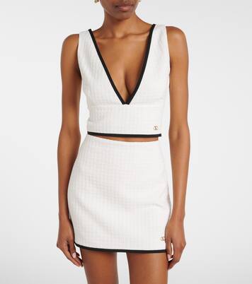 Cotton tweed crop top | Valentino