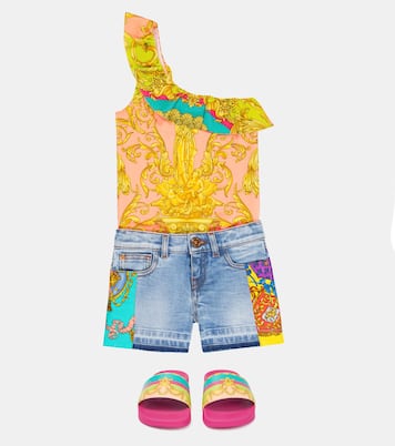 Barocco printed swimsuit | Versace Kids