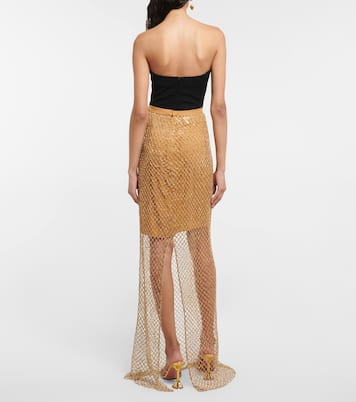 Falda larga de red con cristales | Costarellos