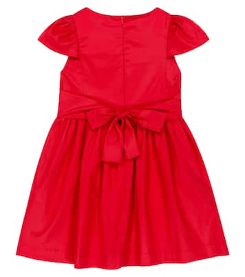 Bow-embellished cotton-sateen minidress | Il Gufo
