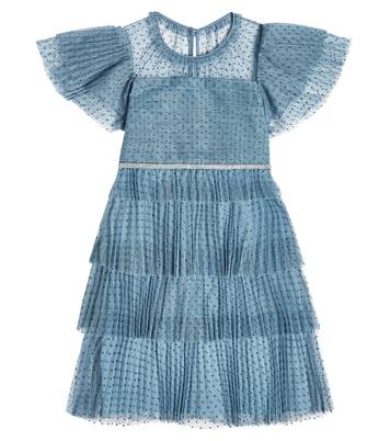 Blue Dot mesh tiered dress | Self-Portrait Kids