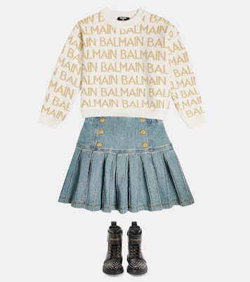 Logo intarsia wool-blend sweater | Balmain Kids