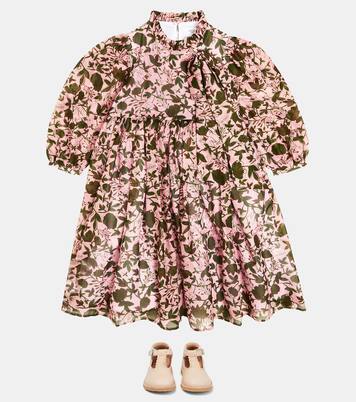 Bow-detail floral cotton chiffon dress | Paade Mode