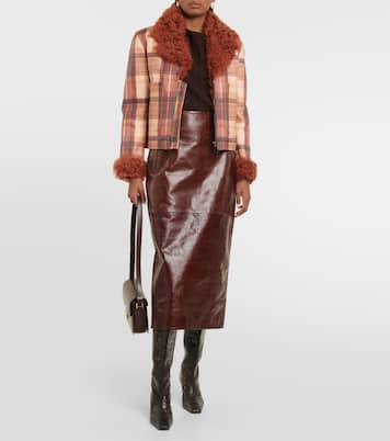 Chaqueta Ruben de piel con borrego a cuadros | Dodo Bar Or