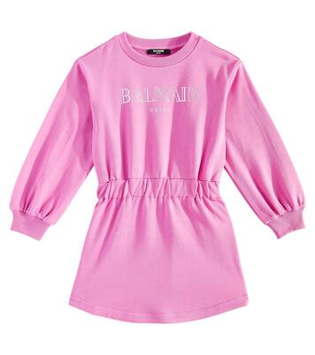 Robe sweat-shirt en coton à logo | Balmain Kids