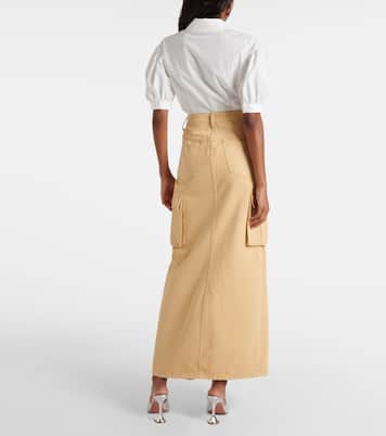 Embellished cargo denim maxi skirt | Self-Portrait