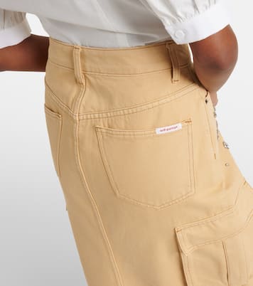 Embellished cargo denim maxi skirt | Self-Portrait