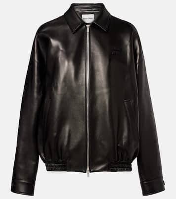 Logo leather jacket | Miu Miu