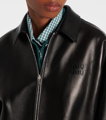 Logo leather jacket | Miu Miu