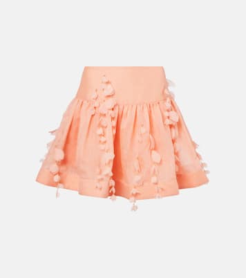 Falda corta Dawning de lino y seda | Zimmermann