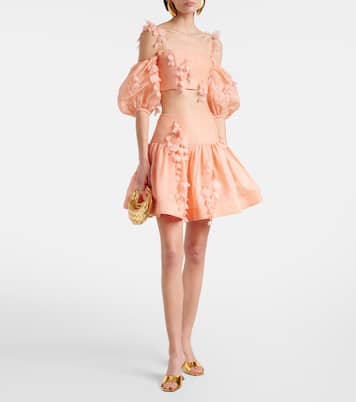 Falda corta Dawning de lino y seda | Zimmermann