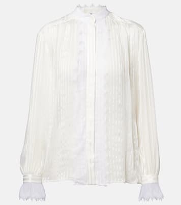 Gathered lace-trimmed silk blouse | Chloé