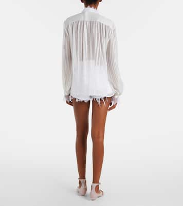 Gathered lace-trimmed silk blouse | Chloé