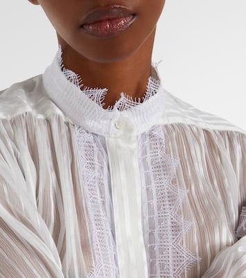 Gathered lace-trimmed silk blouse | Chloé