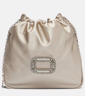 Pilgrim Mini embellished satin bucket bag | Roger Vivier