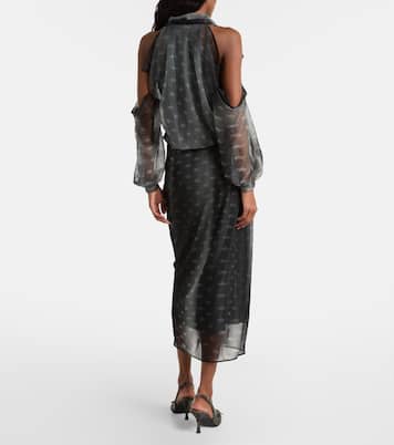 Draped printed sheer jersey midi dress | Acne Studios