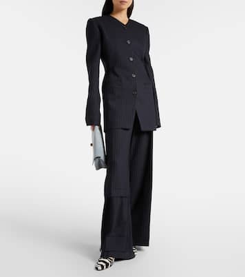 Linden细条纹高腰阔腿裤 | Khaite