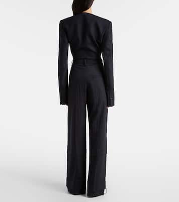 Linden细条纹高腰阔腿裤 | Khaite