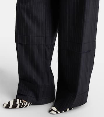 Linden细条纹高腰阔腿裤 | Khaite