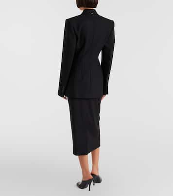 Jupe midi en laine vierge à taille haute | Sportmax