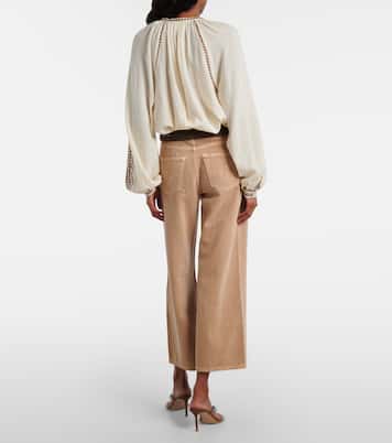 بنطلون جينز كروب بأرجل واسعة Saige | AG Jeans