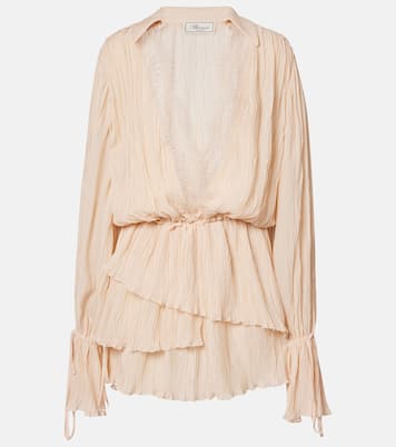 Lace-trimmed plissé georgette minidress | Blumarine