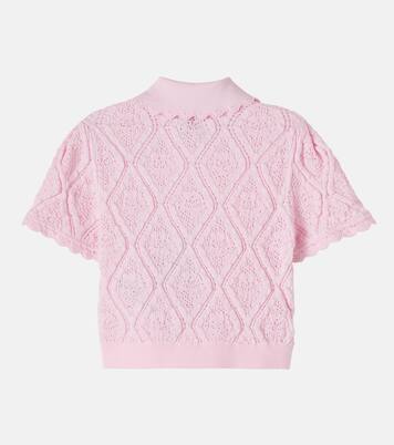 Top brodé en coton mélangé pointelle | Self-Portrait Kids