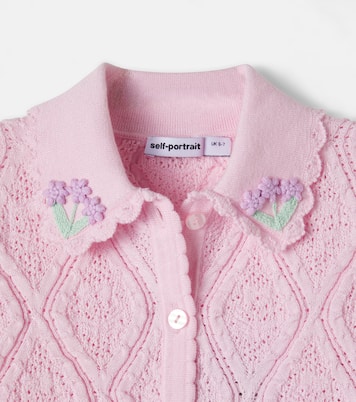 Top brodé en coton mélangé pointelle | Self-Portrait Kids