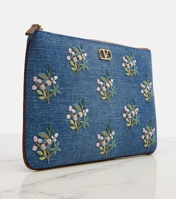 VLogo embroidered denim pouch | Valentino Garavani