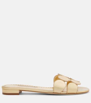 Mules Haribalmuflat en cuir métallisé | Manolo Blahnik