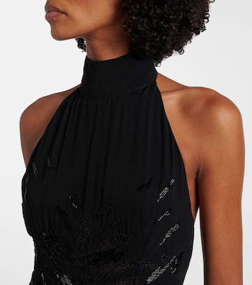 Embellished georgette and lace maxi dress | Blumarine