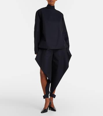 Ruffled cotton gabardine tapered pants | Alaïa