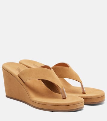 Charys suede wedge thong sandals | Ancient Greek Sandals
