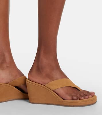 Charys suede wedge thong sandals | Ancient Greek Sandals