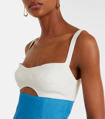 Nara cutout floral linen midi dress | Cala de la Cruz