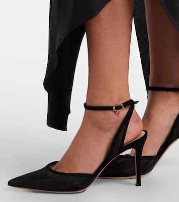 Dorotea suede-trimmed slingback pumps | Gianvito Rossi