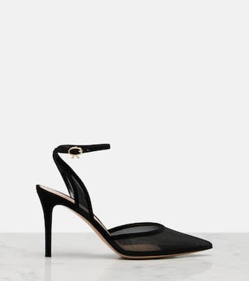 Dorotea suede-trimmed slingback pumps | Gianvito Rossi
