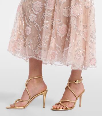 Floral sequined mesh midi dress | Self-Portrait