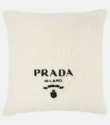 Logo wool, silk and cashmere cushion | Prada