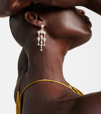 Ohrringe Jardin de Rêve aus 14kt Gelbgold (585/1000) mit Diamanten und Süßwasserperlen | Sophie Bille Brahe