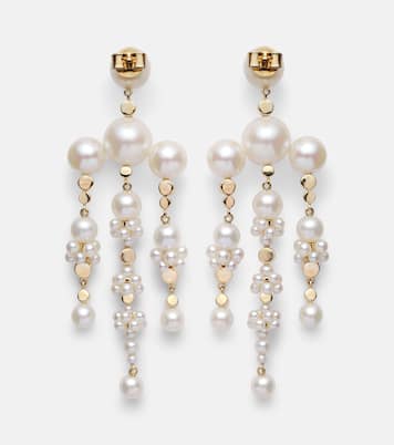 Ohrringe Jardin de Rêve aus 14kt Gelbgold (585/1000) mit Diamanten und Süßwasserperlen | Sophie Bille Brahe