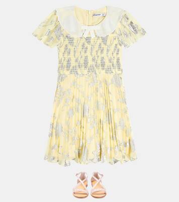 Metallic jaquard chiffon dress | Self-Portrait Kids
