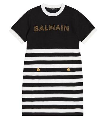 Striped logo jersey dress | Balmain Kids