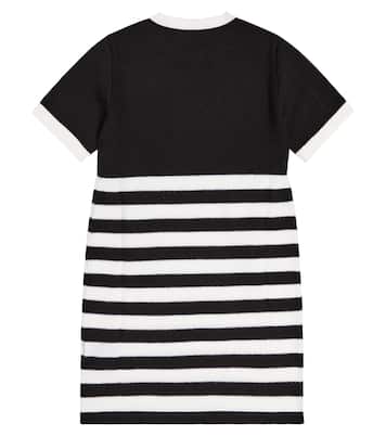Striped logo jersey dress | Balmain Kids