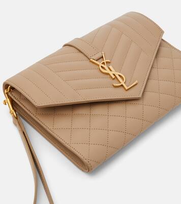 Envelope matelassé leather clutch | Saint Laurent