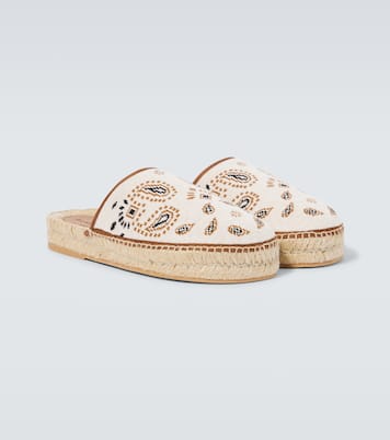 Bandana canvas jacquard espadrille slides | Alanui